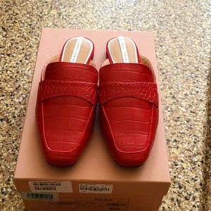 Zara Bold Red Croc-Pattern Mules